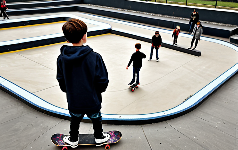 Image Prompt 1: Collaborative Learning in a Modern Skatepark**