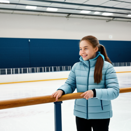 Beginner Ice Skater**

"A young woman in warm, appropriate winter clothing, learning to ice skate at an indoor rink, holding onto the railing, fully clothed, safe for work, professional atmosphere, learning environment, perfect anatomy, correct proportions, well-formed hands, natural pose, family-friendly, high quality."

**
