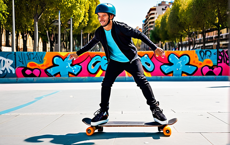 스케이트 용품 온라인 구매 - Urban Skating Scene**

"A professional inline skater, fully clothed in modern athletic wear, perform...