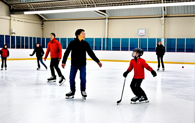 스케이트 아카데미 정보 - **

A professional ice skating coach, fully clothed in warm, practical attire (winter coat, hat, glo...
