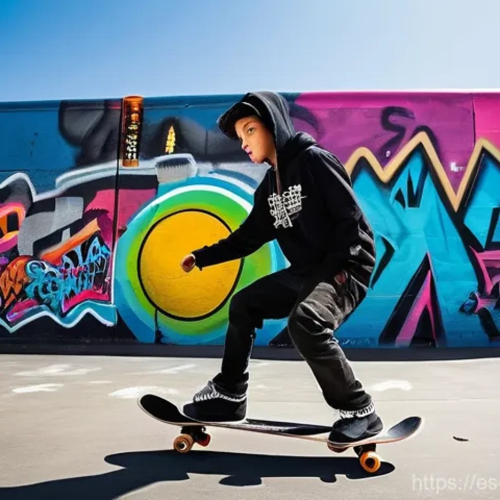 스케이트 관련 박람회 - A Symphony of Street Art and Skateboarding at an Urban Festival**
A vibrant and dynamic scene captur...