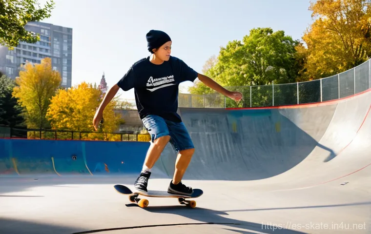 스케이트 운동의 심리적 이점 - **Prompt 1: The Meditative Flow of Urban Skateboarding**
    "A solitary skateboarder, seen from a d...