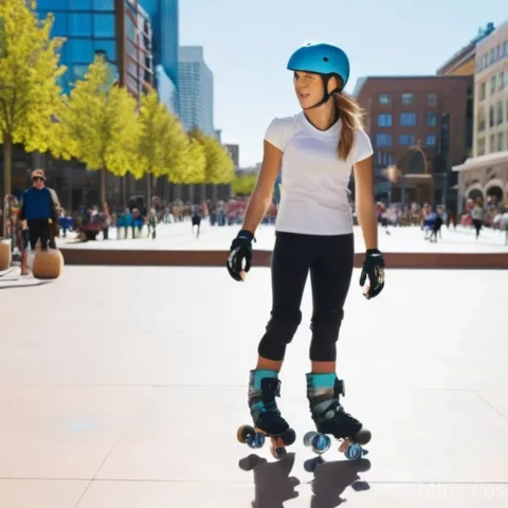 스케이트 턴 연습 방법 - **Prompt:** A young adult female rollerblader, with an athletic build, is gracefully balancing on he...