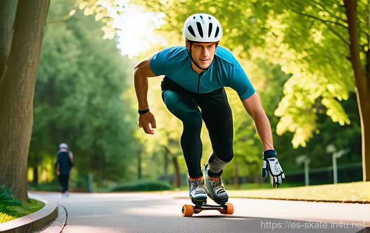 스케이트 턴 연습 방법 - **Prompt:** A young adult female rollerblader, with an athletic build, is gracefully balancing on he...