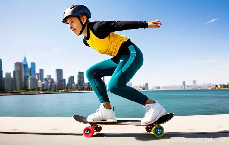 스케이트 턴 연습 방법 - **Prompt:** A male rollerblader in his early twenties, mid-turn, executing a smooth parallel turn on...