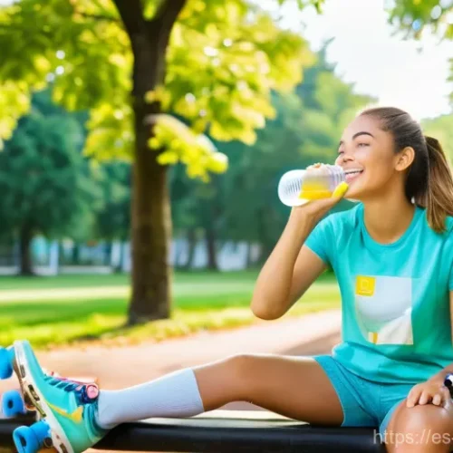 Home 27 스케이트 후 피로 회복법 - **Image Prompt 1: Post-Skate Refuel and Rehydrate**
"A vibrant, healthy young woman in her early...