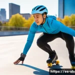 스케이트 복장 추천 - A young adult wearing breathable, moisture-wicking synthetic sportswear designed for roller skating ...