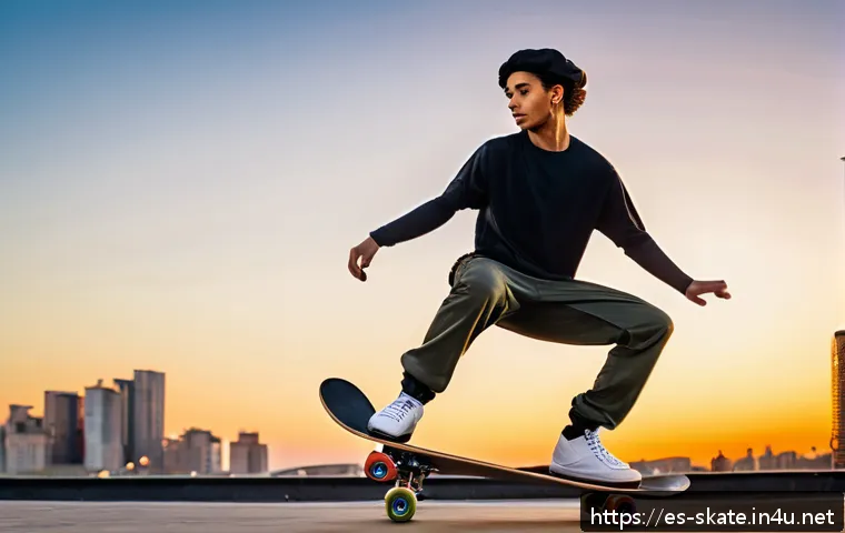 스케이트 댄스 배우기 - A young adult skateboard dancer performing a fluid dance routine on a smooth urban street at sunset....